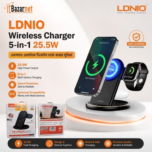 Wireless Charger LDNIO WL02 5-in-1 25.5W Magnetic Fast Charging Station