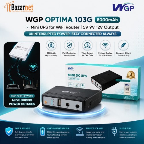 WGP Mini UPS OPTIMA 103G 8000mAh Mini UPS for WiFi Router 5V,9V,12V Output Image