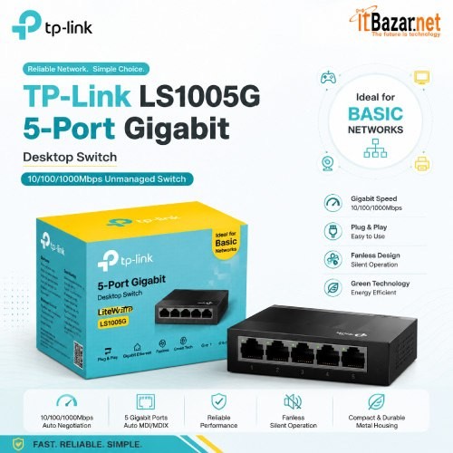 TPLink LS1005G 5Port Gigabit Switch 10/100/1000Mbps Image