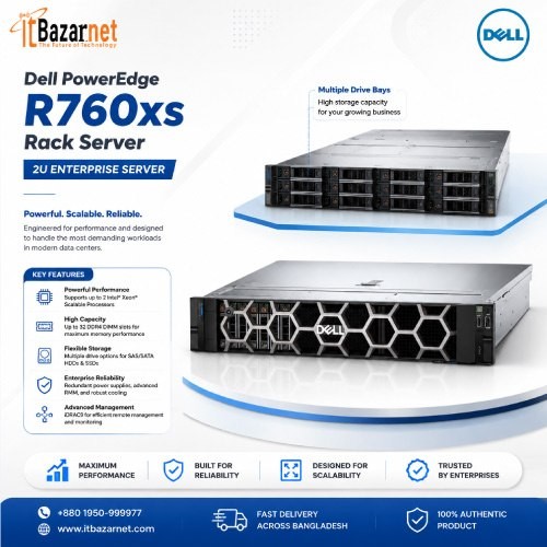 Dell Server PowerEdge R760xs Rack Server 2U Enterprise Server Image