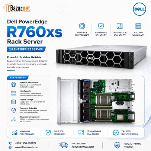 Dell Server PowerEdge R760xs Rack Server 2U Enterprise Server Image