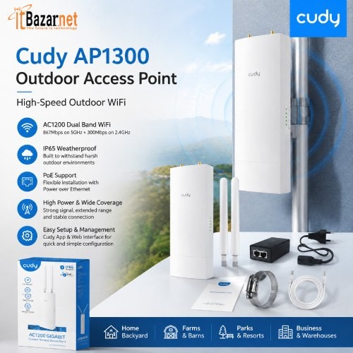 CUDY AP1300 Outdoor AC1200 Dual Band WiFi Access Point Image