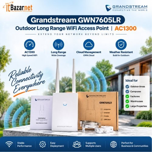 Grandstream Outdoor AP GWN7605LR AC1300 Long Range WiFi Access Point Dual Band PoE