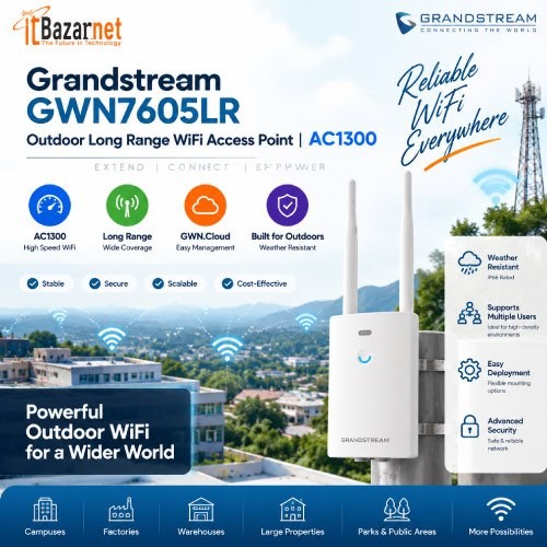 Grandstream Outdoor AP GWN7605LR AC1300 Long Range WiFi Access Point Dual Band PoE Image