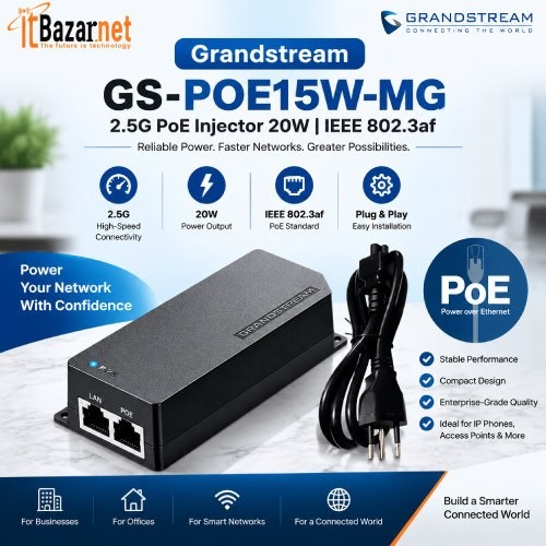Grandstream PoE Injector GS-POE15W-MG 15W 2.5G LAN Image