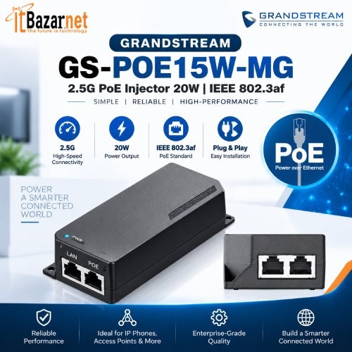 Grandstream PoE Injector GS-POE15W-MG 15W 2.5G LAN Image