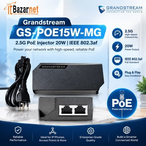 Grandstream PoE Injector GS-POE15W-MG 15W 2.5G LAN Image