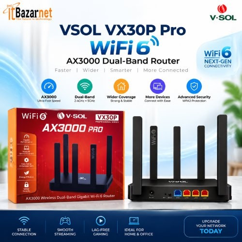 VSOL Router VX30P Pro AX3000 WiFi6 Dual Band Gigabit Port