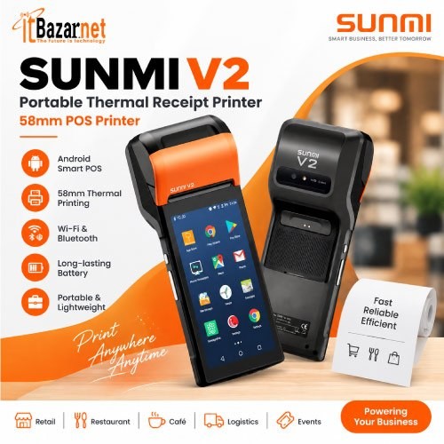 SUNMI POS Terminal V2 T5930 Android Handheld with 58mm Thermal Printer