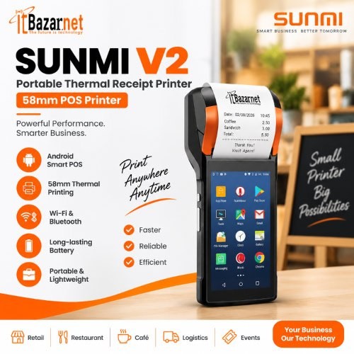 SUNMI POS Terminal V2 T5930 Android Handheld with 58mm Thermal Printer Image