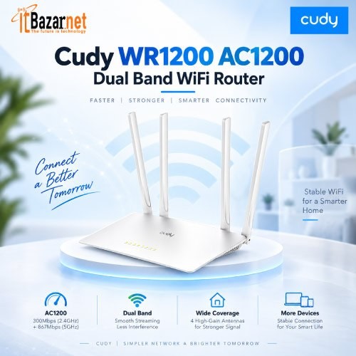 Cudy WR1200 WiFi Router AC1200 Dual Band 4 Antenna Image