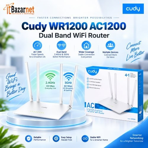 Cudy WR1200  WiFi Router AC1200 Dual Band 4 Antenna Image