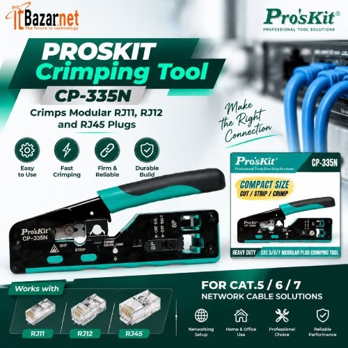 ProsKit Crimping Tool P-335N RJ45 RJ11 RJ12,CAT5,CAT6,CAT7