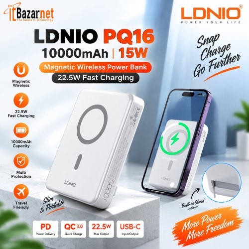 Wireless Power Bank LDNIO PQ16 10000mAh Portable Mobile Charger Image