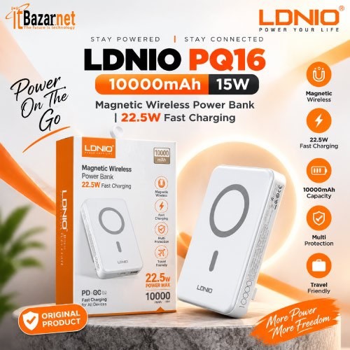 Wireless Power Bank LDNIO PQ16 10000mAh Portable Mobile Charger Image