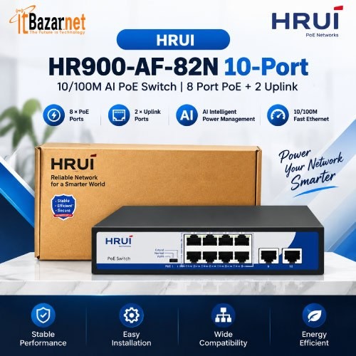 HRUI PoE Switch HR900-AF-82N 10-Port 8Port PoE +2 Uplink Image