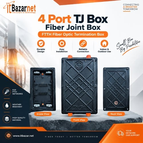 4Port TJ Box with Cap Fiber Optic Joint Box For FTTH Network Image
