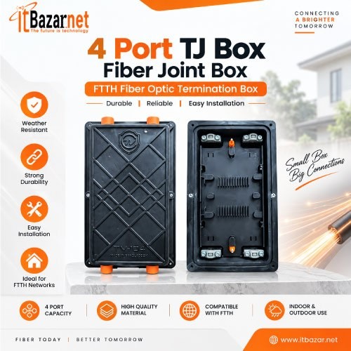 4Port TJ Box with Cap Fiber Optic Joint Box For FTTH Network Image