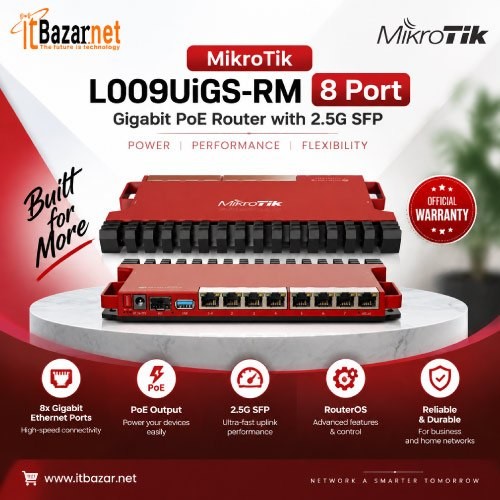 MikroTik Router L009UiGS-RM 8Port Gigabit with 2.5G SFP & PoE Image