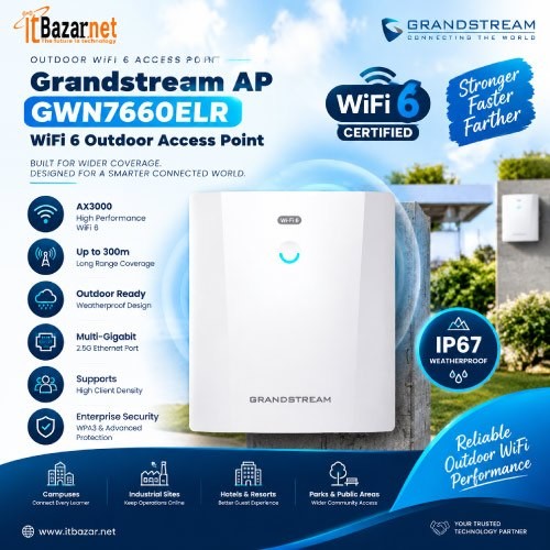 Grandstream Ap GWN7660ELR Outdoor WiFi6 Access Point AX3000 Long Range 300m Image