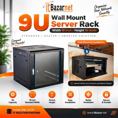 9U Wall Mount Server Rack  Width 19 Inch/Height 16-inchi Image