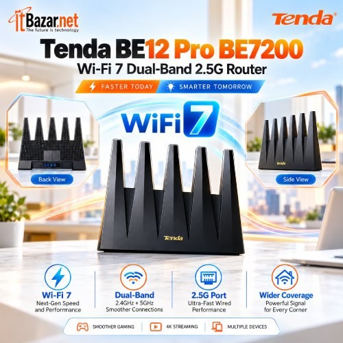 Tenda BE12Pro BE7200 WiFi7 Dual Band Router 2.5G High Speed Router Image