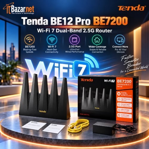 Tenda BE12Pro BE7200 WiFi7 Dual Band Router 2.5G High Speed Router Image