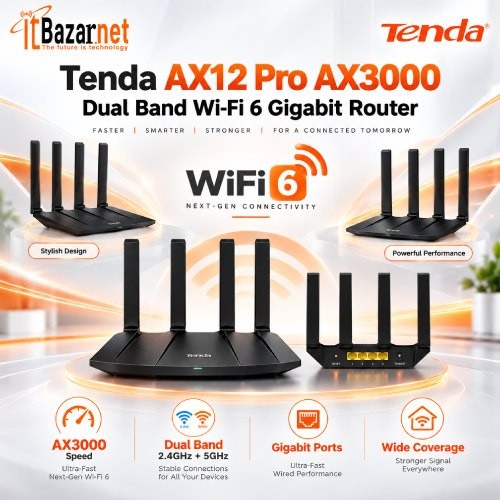 Tenda AX12 Pro AX3000 WiFi6 Dual Band Gigabit Wireless Router Image