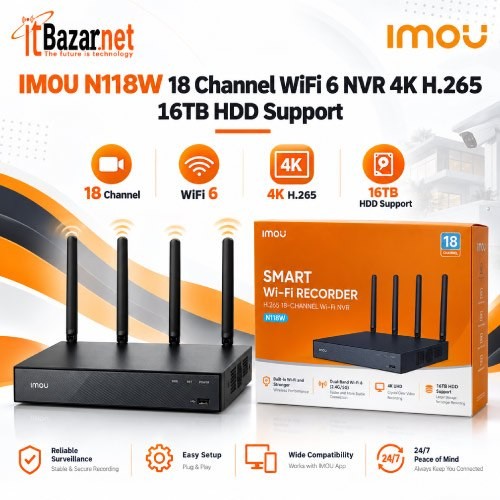 Wireless NVR IMOU N118W 18Channel WiFi6 NVR 4K Wireless CCTV NVR