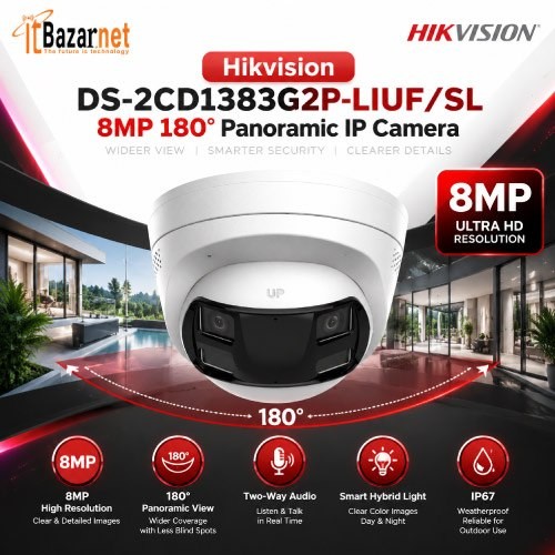 Hikvision IP Camera DS-2CD1383G2P-LIUF/SL 8MP 180° Panoramic Doom Image