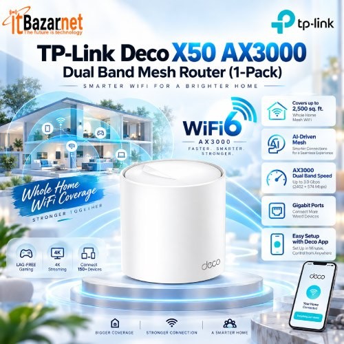 TPLink Deco X50 AX3000 WiFi6 Mesh Router 1Pack Image