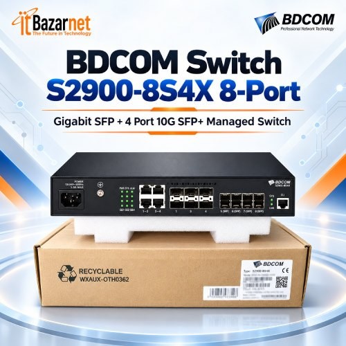 BDCOM Switch S2900-8S4C4X 8Port 4×10G SFP+ L3 Managed Switch