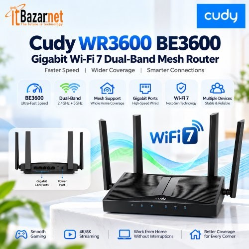 Cudy WiFi7 Router WR3600 BE3600 Dual Band Gigabit Router Image