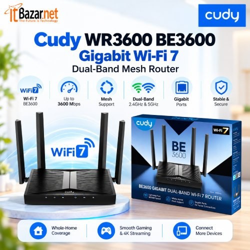 Cudy WiFi7 Router WR3600 BE3600 Dual Band Gigabit Router Image