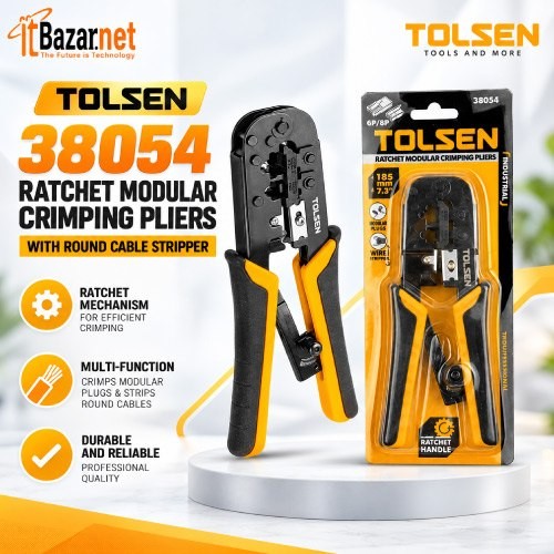 Tolsen Crimping Pliers Ratchet Modular For RJ45,RJ11,RJ12
