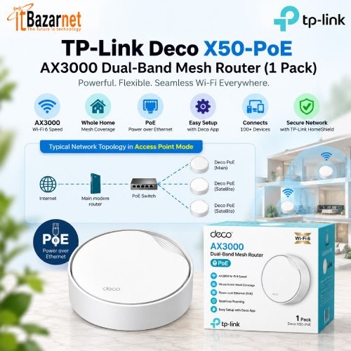 TPLink Deco X50PoE AX3000 WiFi6 Mesh Router 1Pack Image