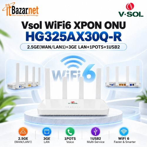 VSOL WiFi6 XPON ONU HG325AX30Q-R AX3000 2.5G ONU Image